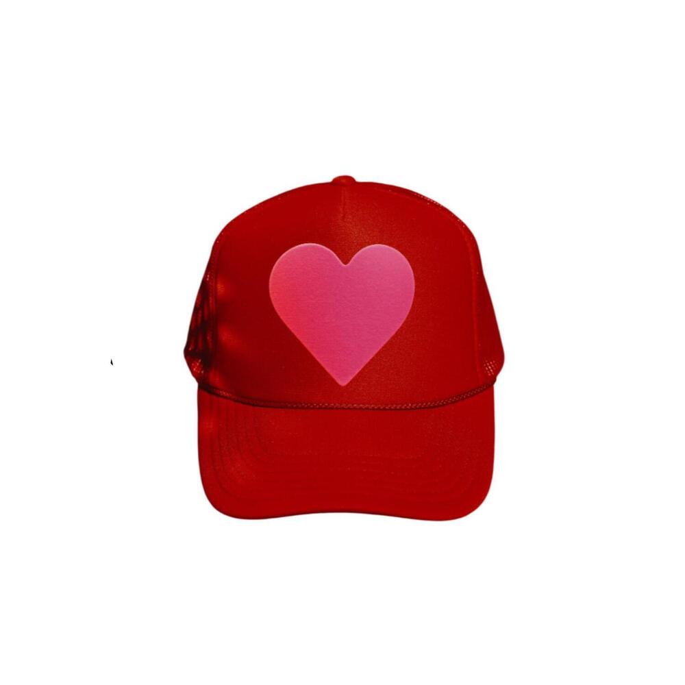 NEW ASCOT + HART women's classic heart trucker hat in red